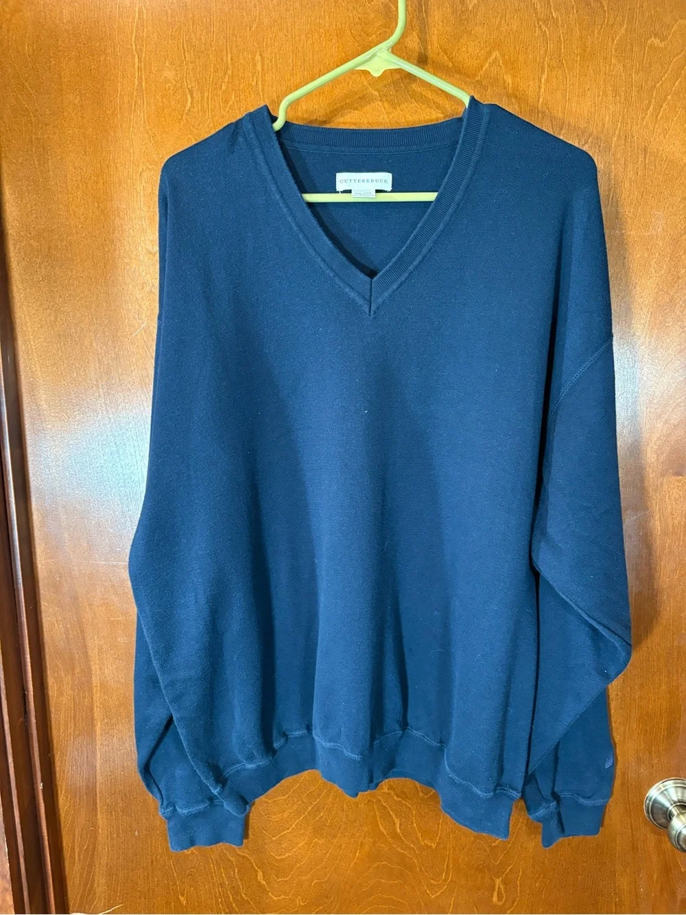 Cutter & Buck Men's V-Neck Sweater in Navy Blue